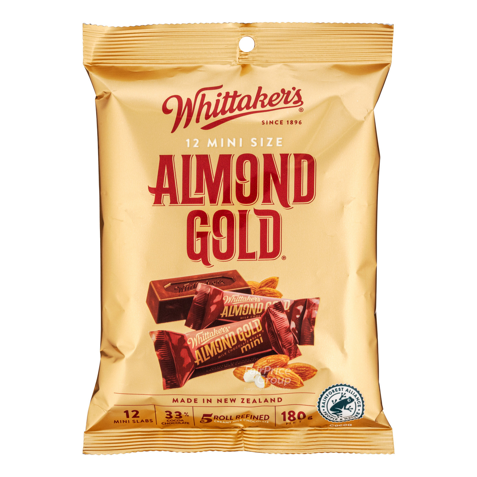 Whittaker's Mini Milk Chocolate Bar - Almond Gold | NTUC FairPrice
