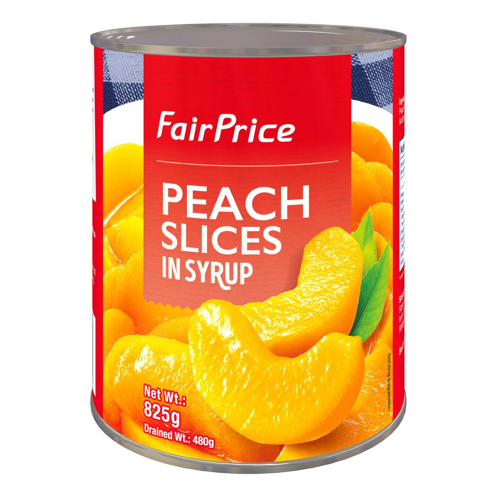 FairPrice Can Fruit in Syrup Peach Slices 825g NTUC FairPrice