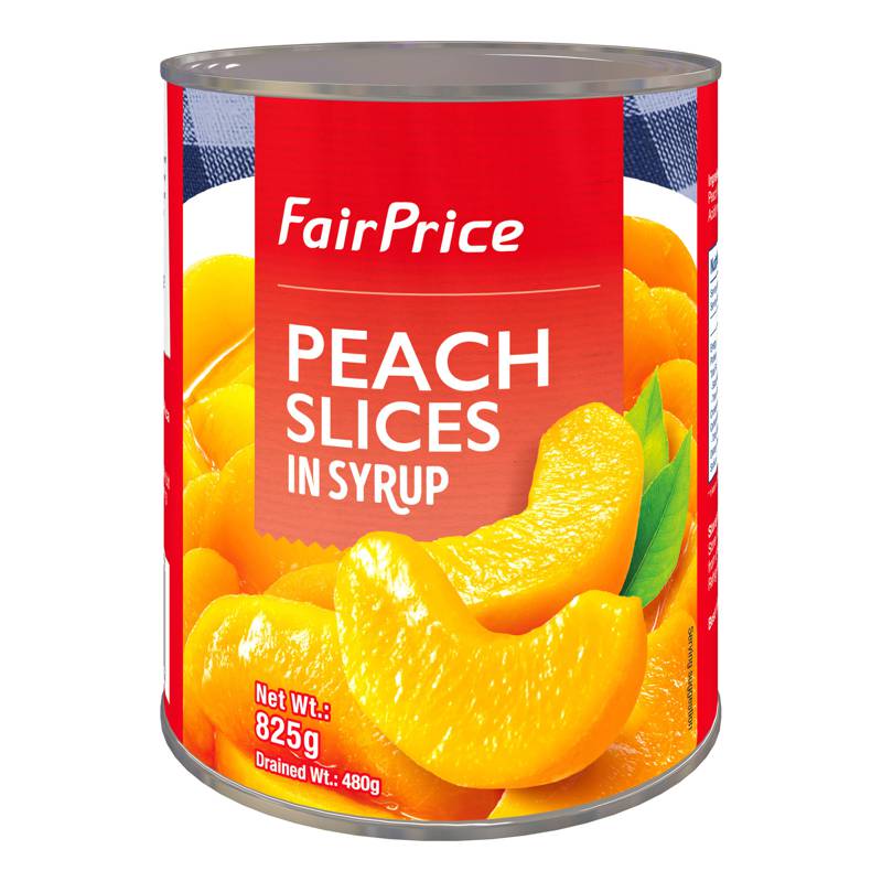 FairPrice Can Fruit in Syrup Peach Slices 825g NTUC FairPrice