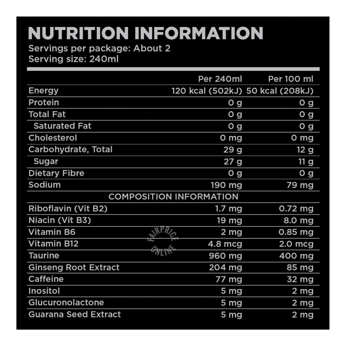 Monster Energy Can Drink Taurine + Ginseng Root Extract NTUC FairPrice