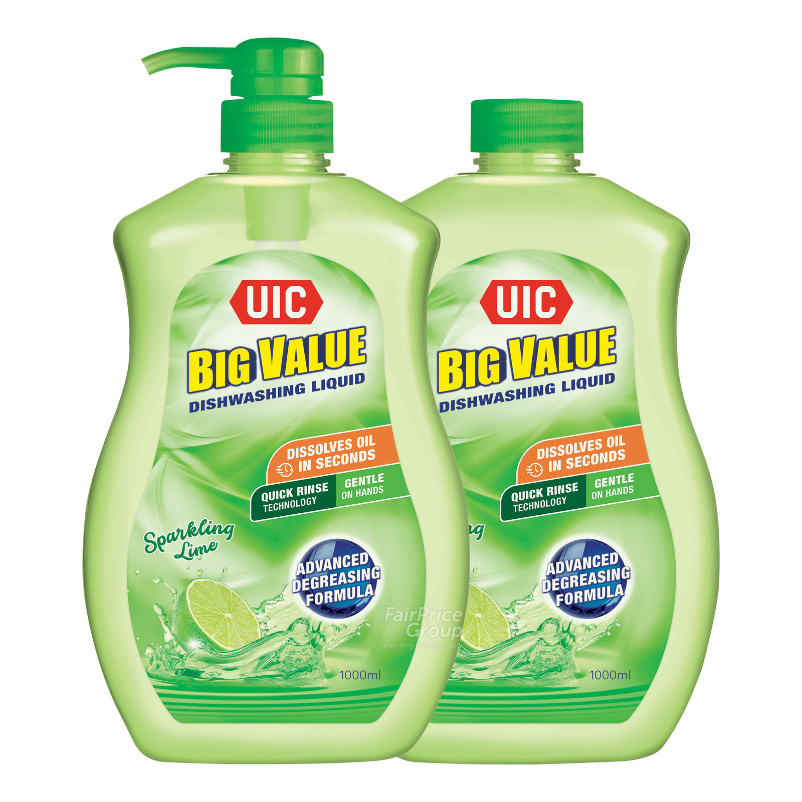 UIC Big Value Natural Dishwashing Liquid and Refill - Lime
