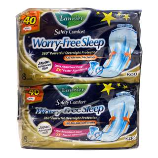 Laurier Safety Comfort Gathers Night Pads - 40cm