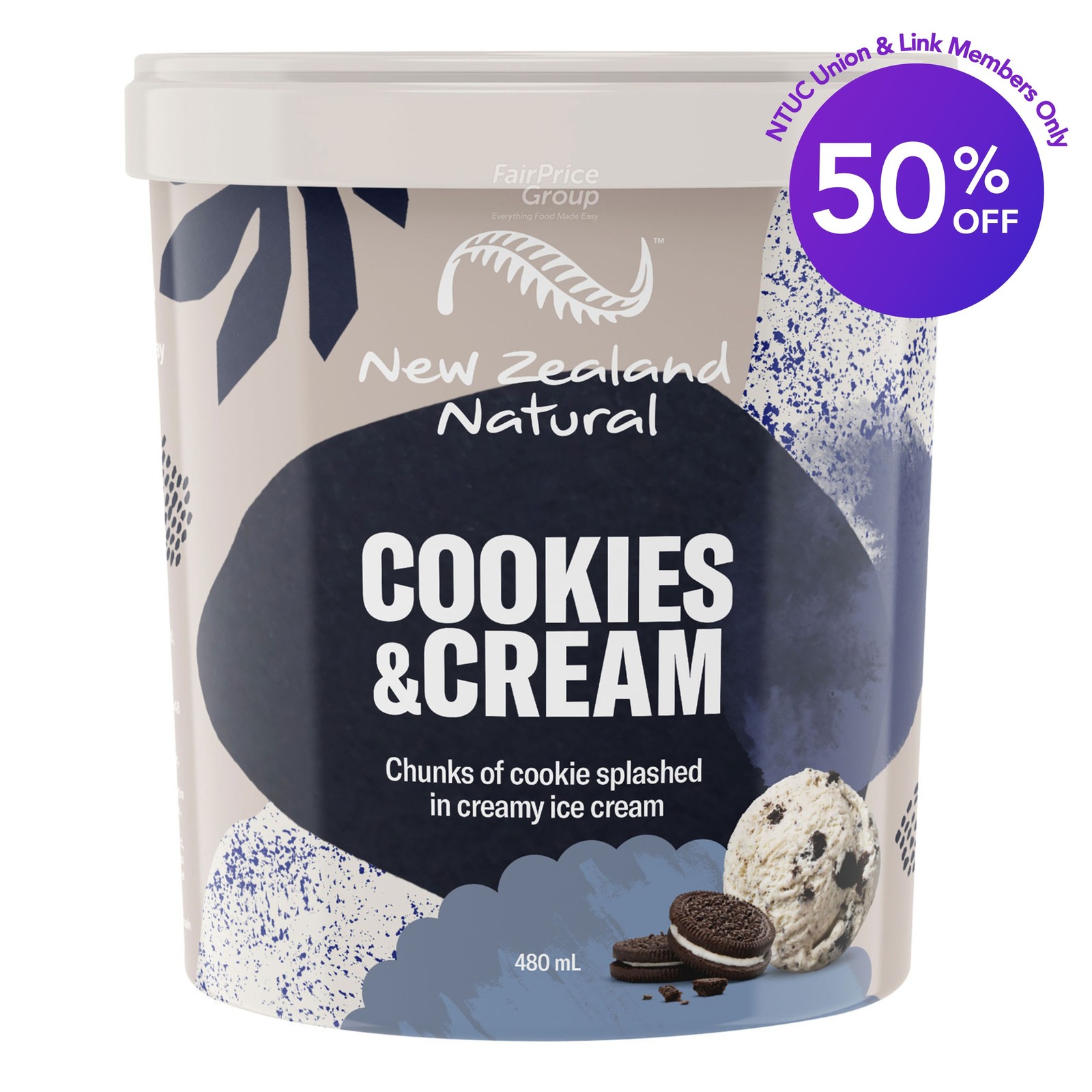 New Zealand Natural Premiun Ice Cream - Cookies & Cream | NTUC