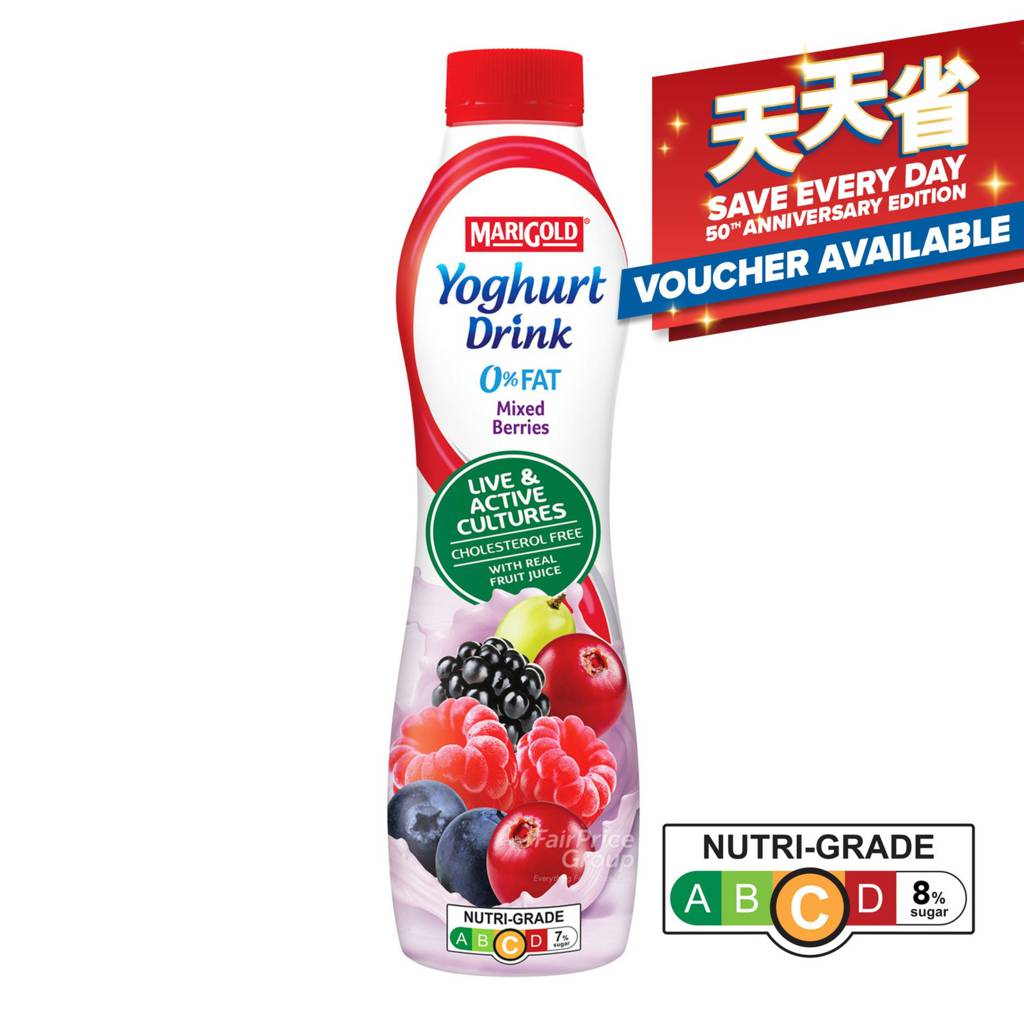 Marigold 0 Fat Yoghurt Bottle Drink Mixed Berries NTUC FairPrice