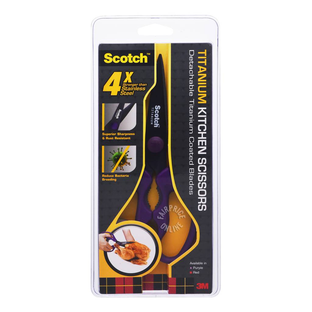 3M Scotch Titanium Kitchen Scissors Detachable (Purple) NTUC FairPrice