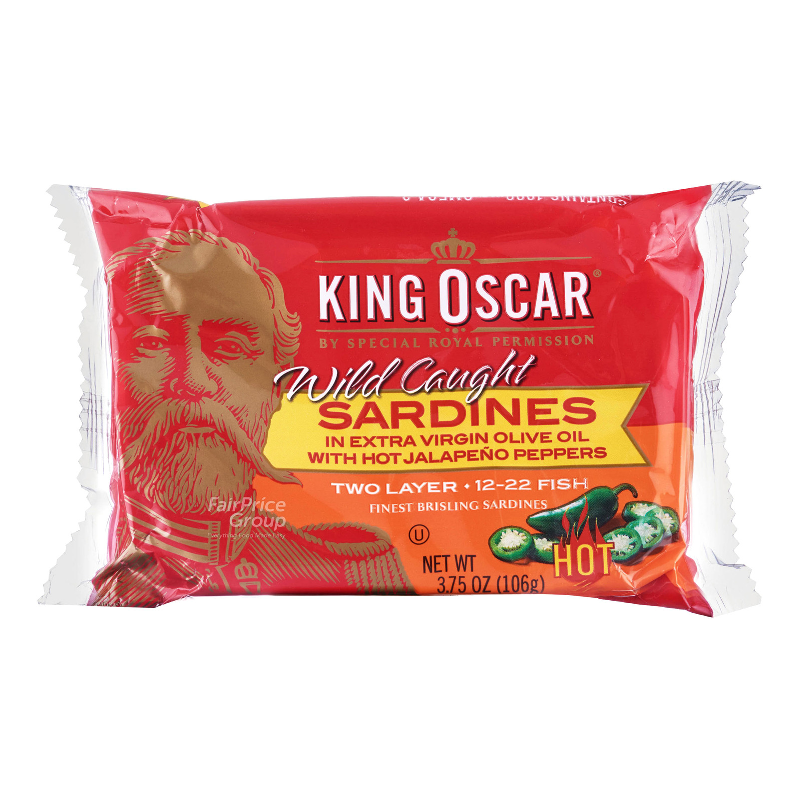King Oscar Wild Caught Sardines Hot Jalapeno Peppers NTUC FairPrice