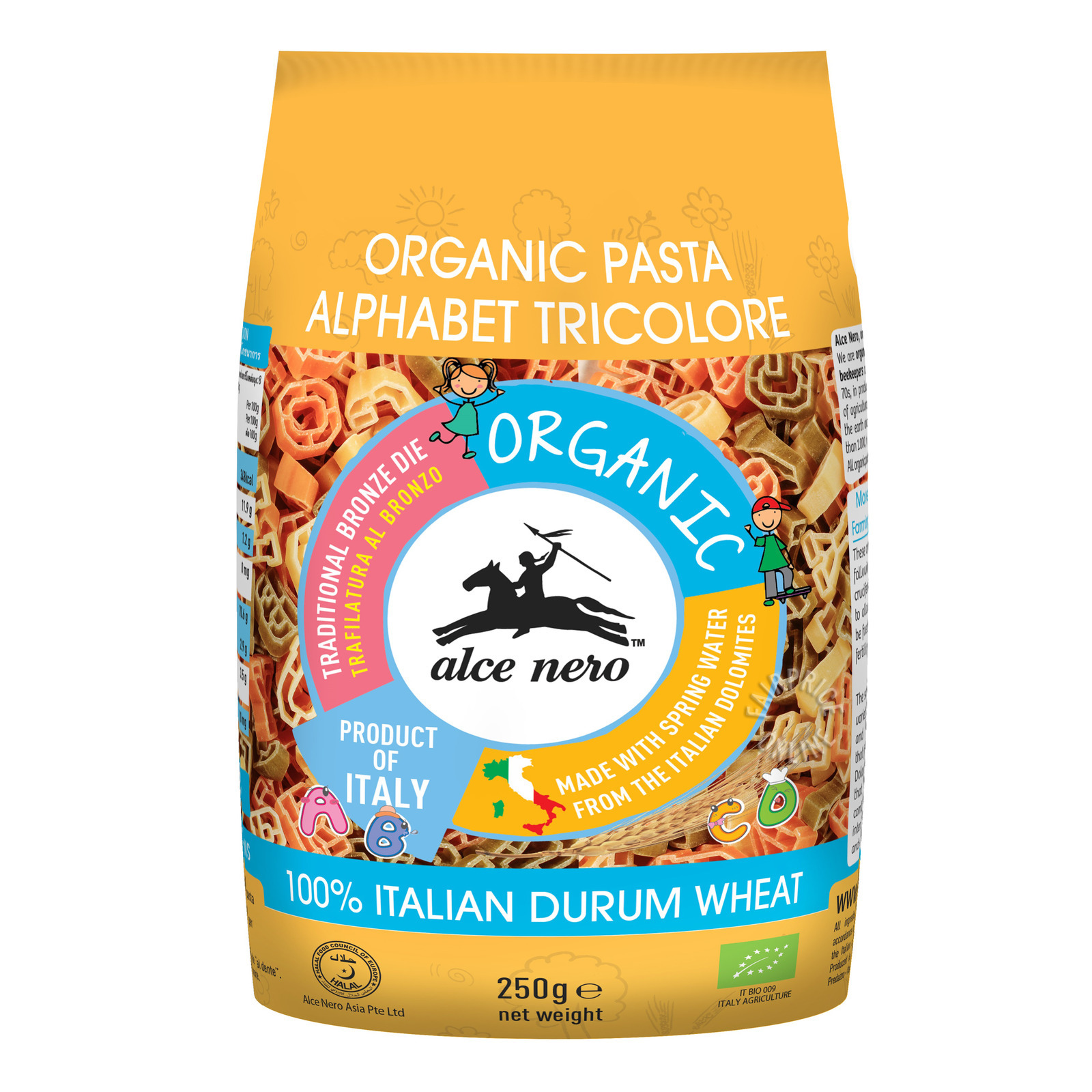 Alce Nero Organic Pasta Alphabet Tricolore | NTUC FairPrice