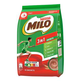 Milo 3 in 1 Instant Chocolate Malt with Milk- Regular