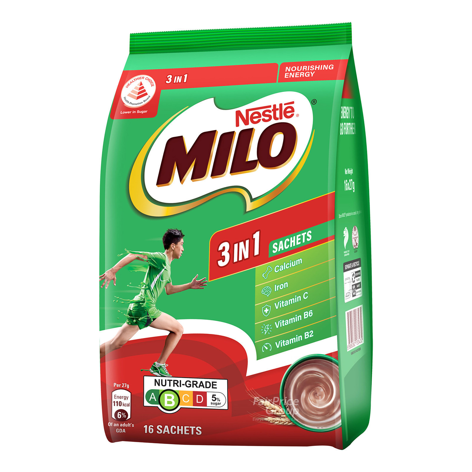 Milo 3 in 1 Instant Chocolate Malt with Milk- Regular