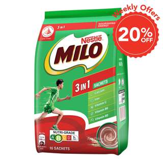 Milo 3 in 1 Instant Chocolate Malt with Milk- Regular
