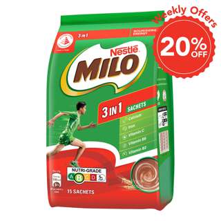 Milo 3 in 1 Instant Chocolate Malt with Milk- Regular
