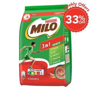 Milo 3 in 1 Instant Chocolate Malt with Milk - Regular Milo 3 in 1 Instant Chocolate Malt with Milk - Regular