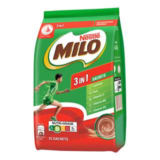 Milo 3 in 1 Instant Chocolate Malt with Milk - Regular