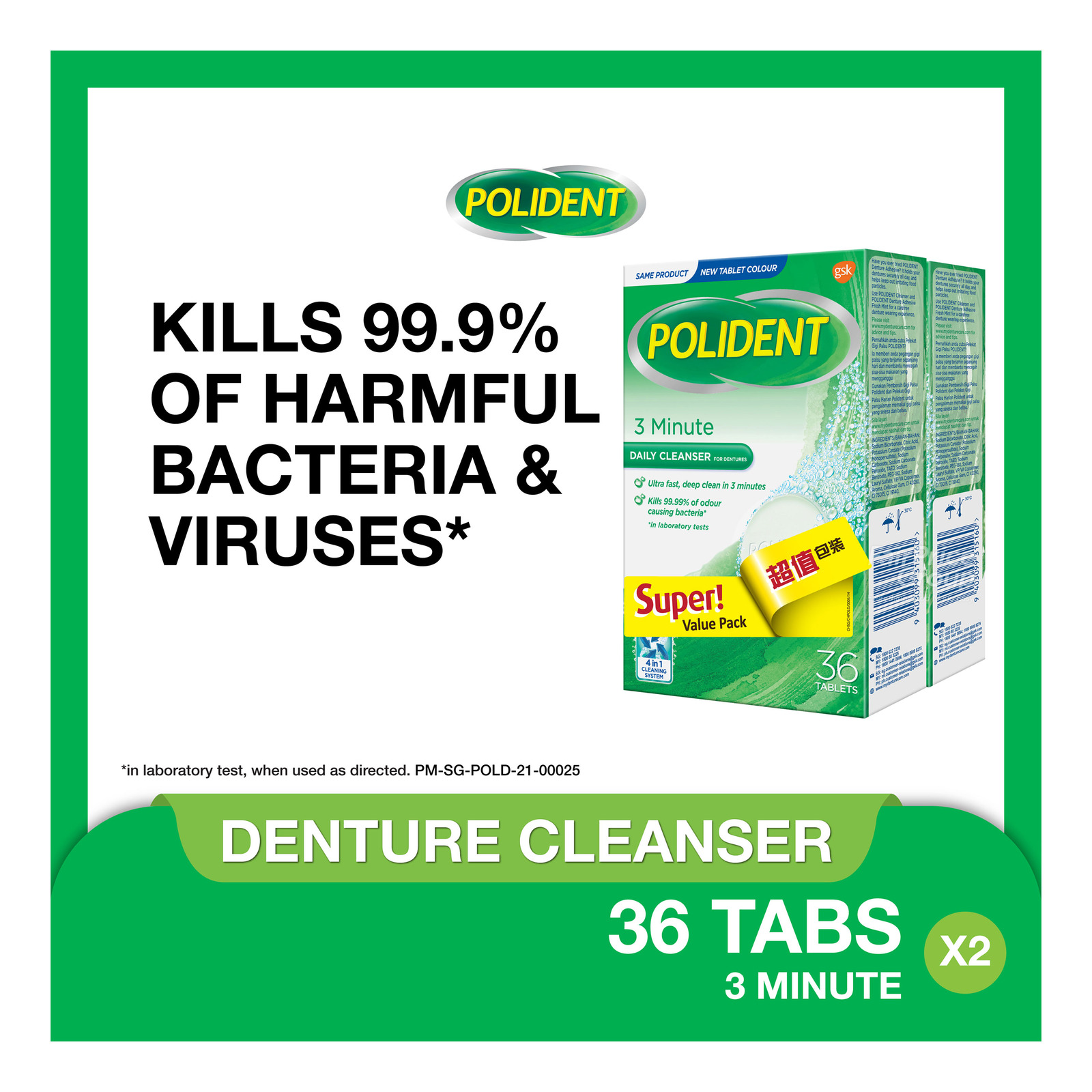 Polident Denture Cleanser Tablets - 3 Minute | NTUC FairPrice