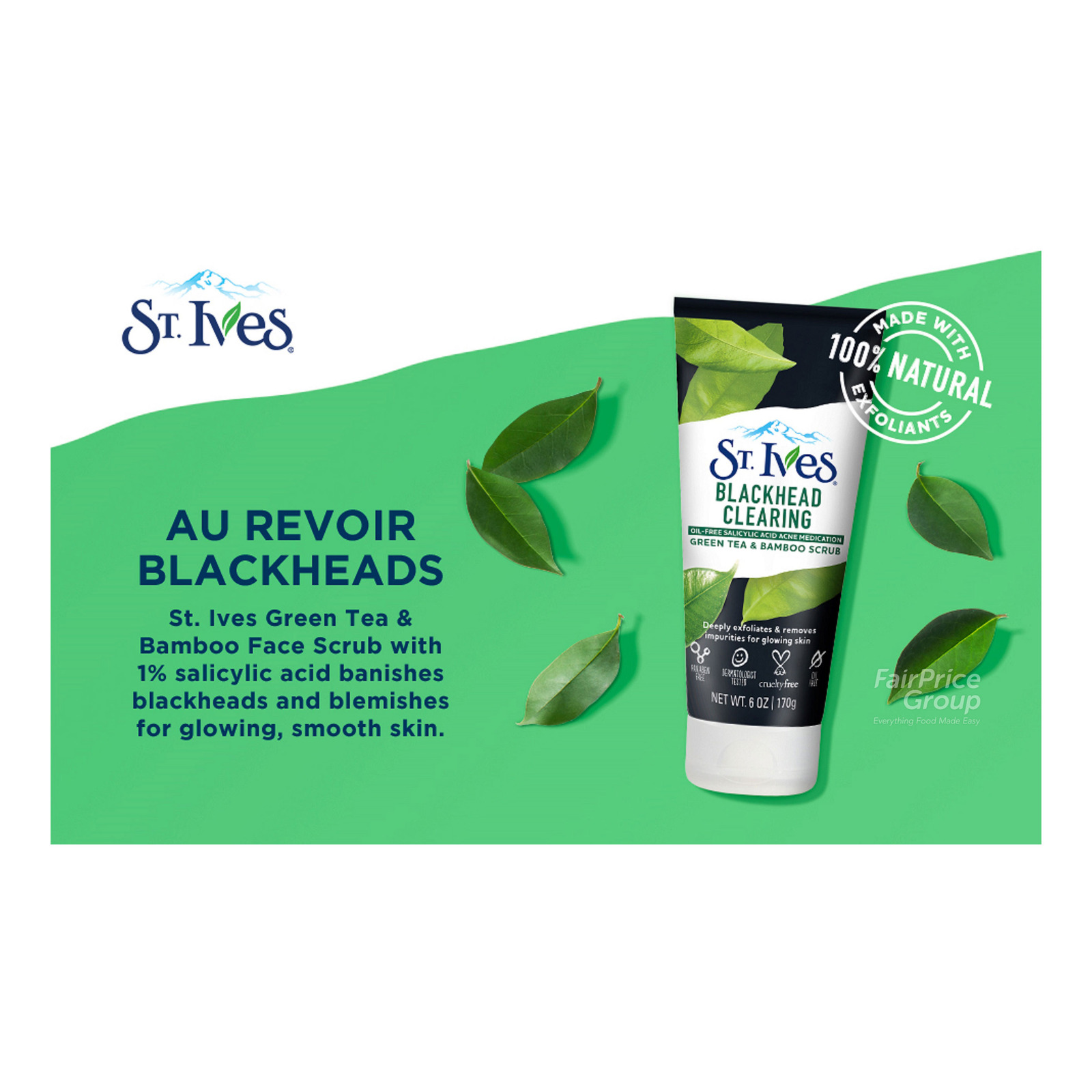 St Ives Facial Scrub Green Tea Blackhead Clearing Ntuc Fairprice
