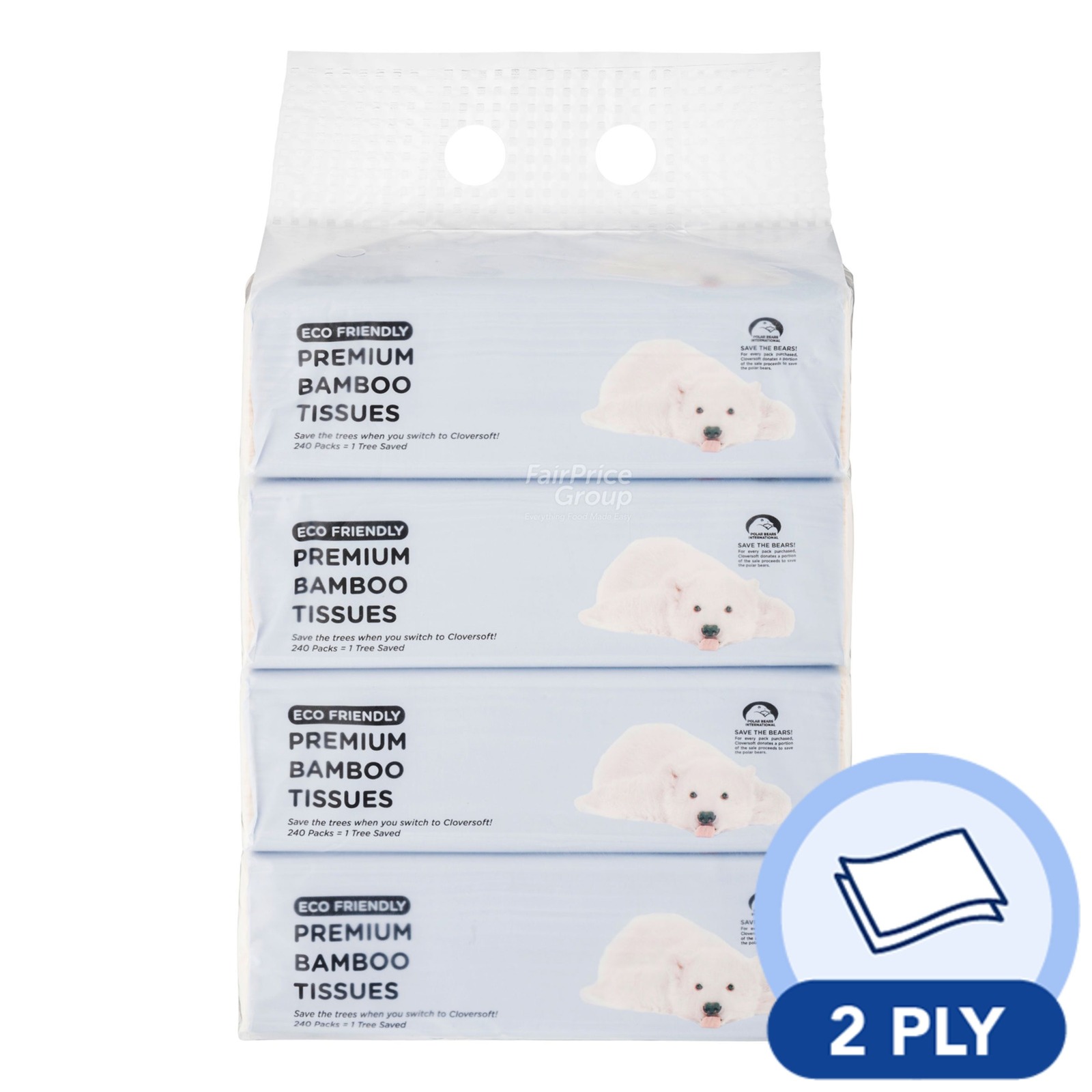 Cloversoft Bamboo Facial Tissue (2ply) NTUC FairPrice