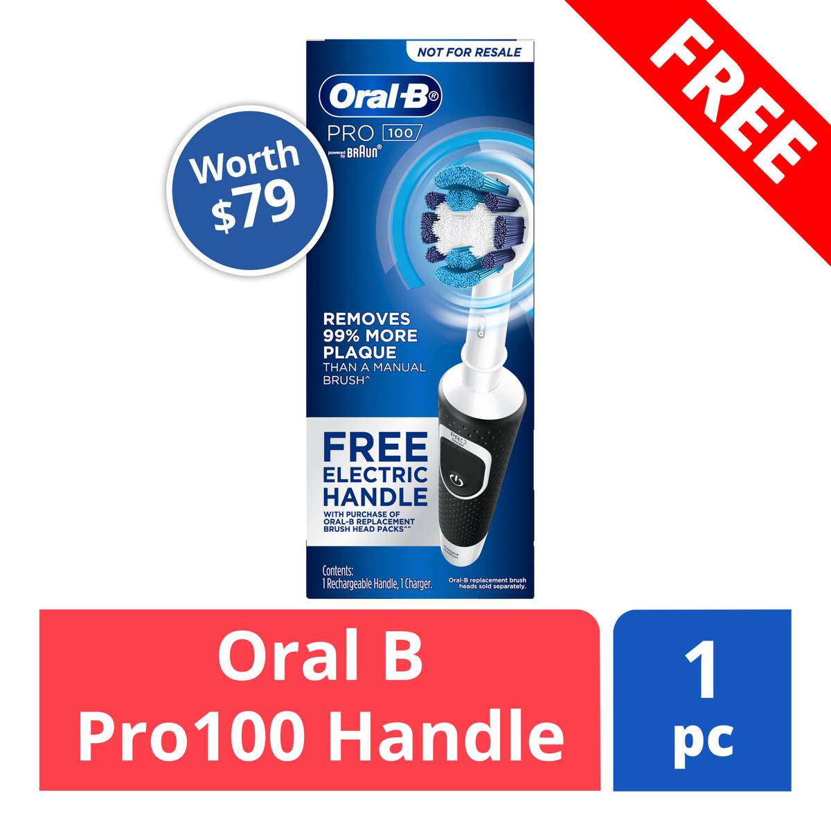 FREE Oral B Pro 100 Electric Toothbrush Handle (worth 79) NTUC FairPrice