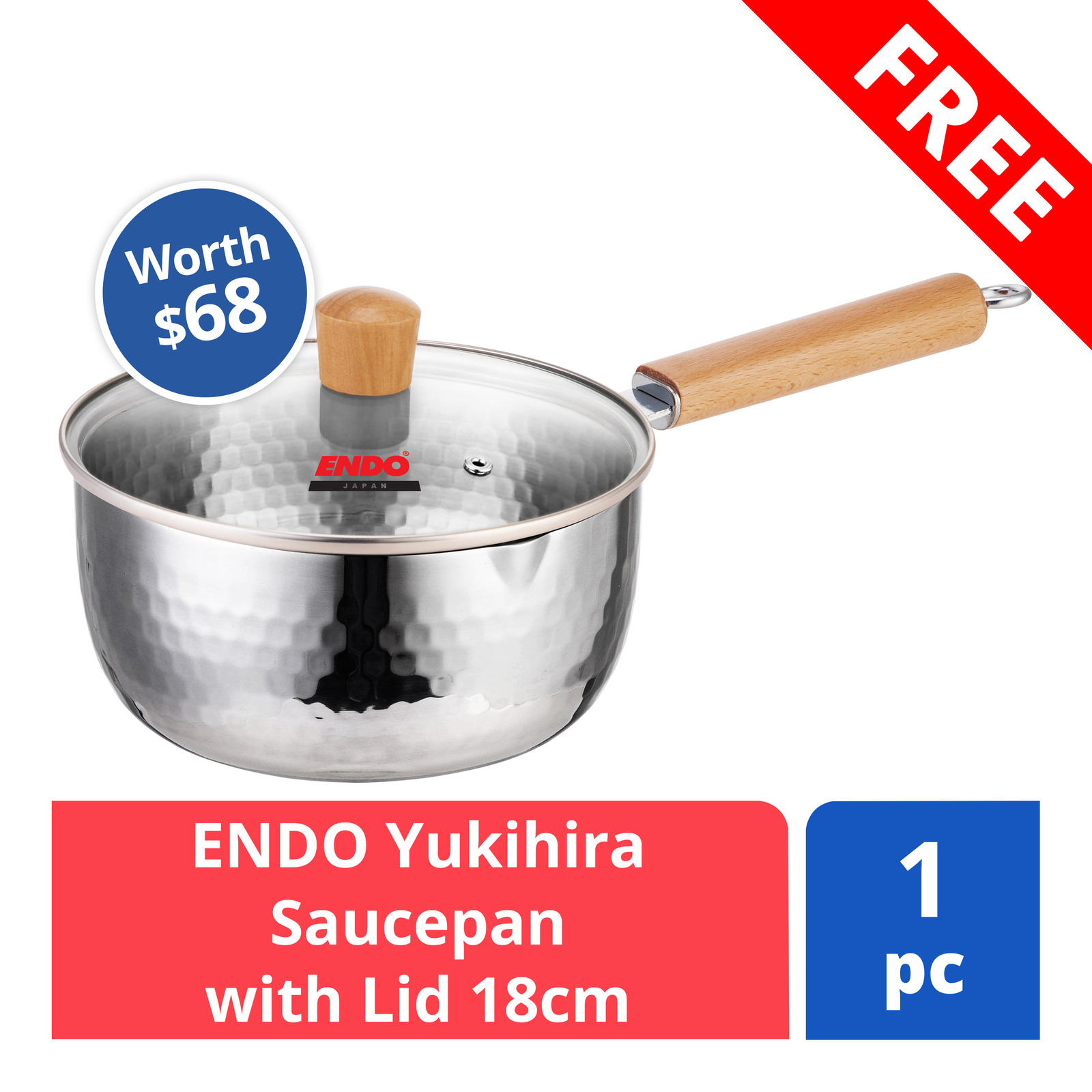 FREE ENDO Yukihira Saucepan with Lid 18cm (worth 68) NTUC FairPrice
