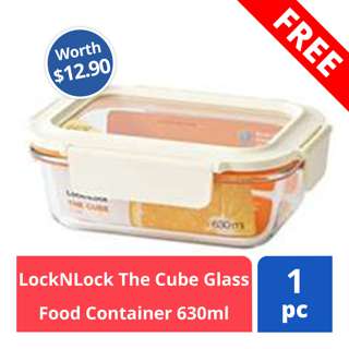 FREE LockNLock The Cube Glass Food Container 630ml (worth $12.90) FREE LockNLock The Cube Glass Food Container 630ml (worth $12.90)