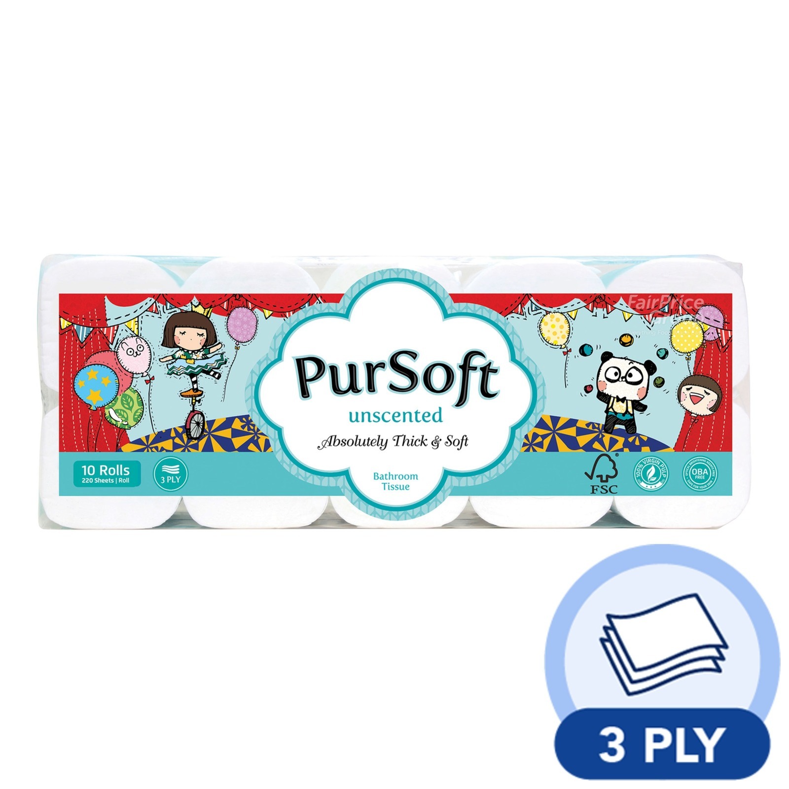 PurSoft Bathroom Tissue Roll - Unscented (3 ply)