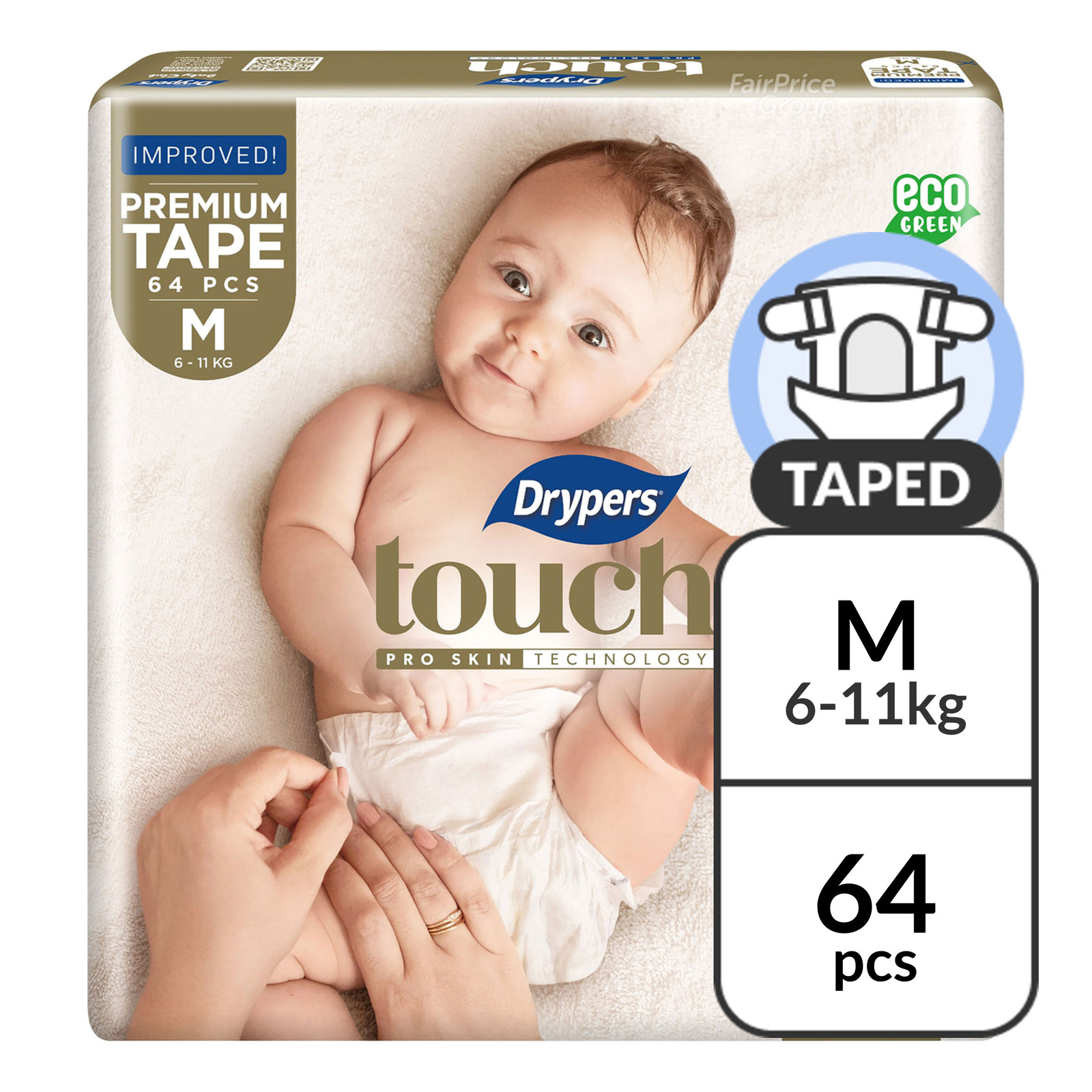 Drypers Touch Diapers - M (6 - 11kg)