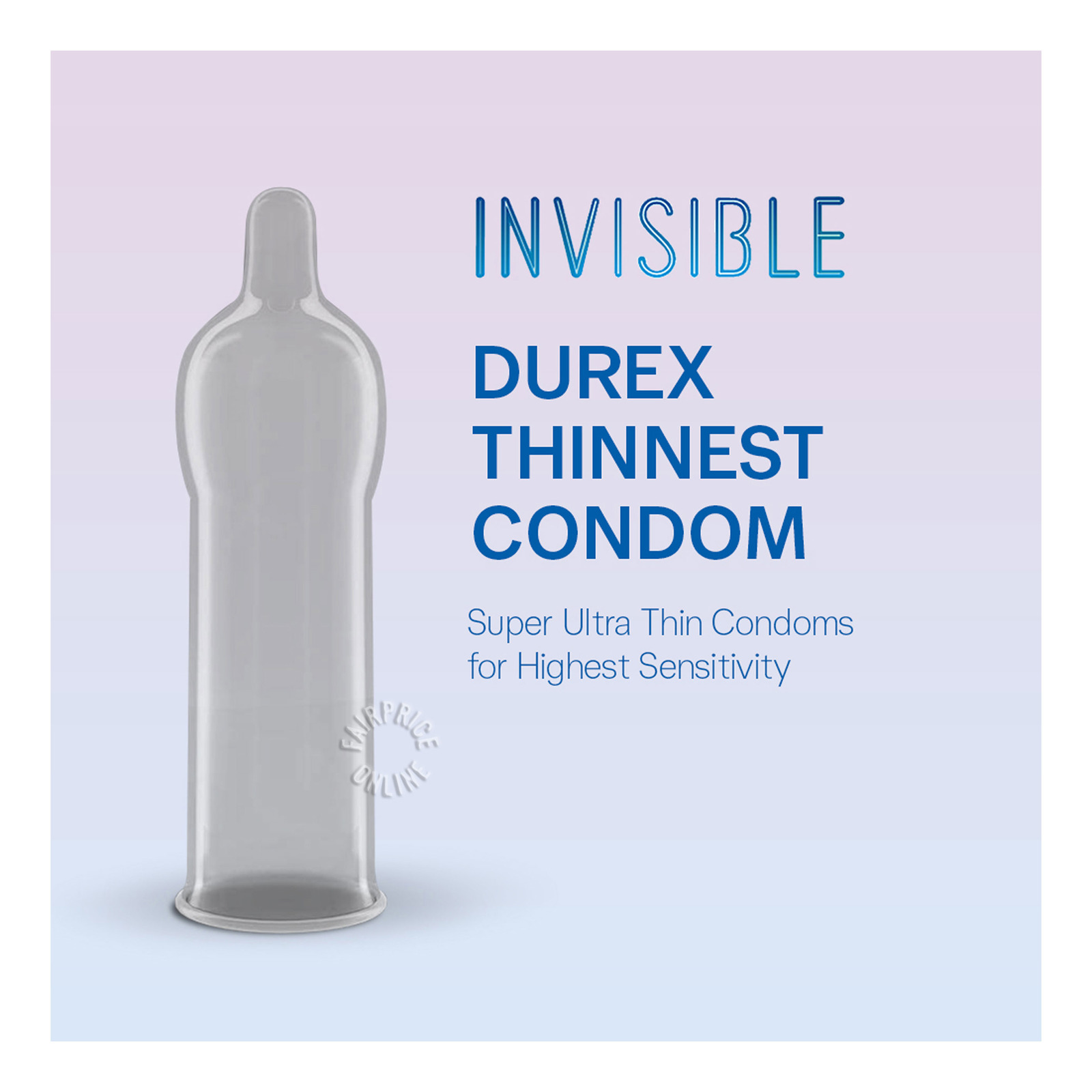 Durex Condom - Invisible Extra Lubricated (52mm) | NTUC FairPrice