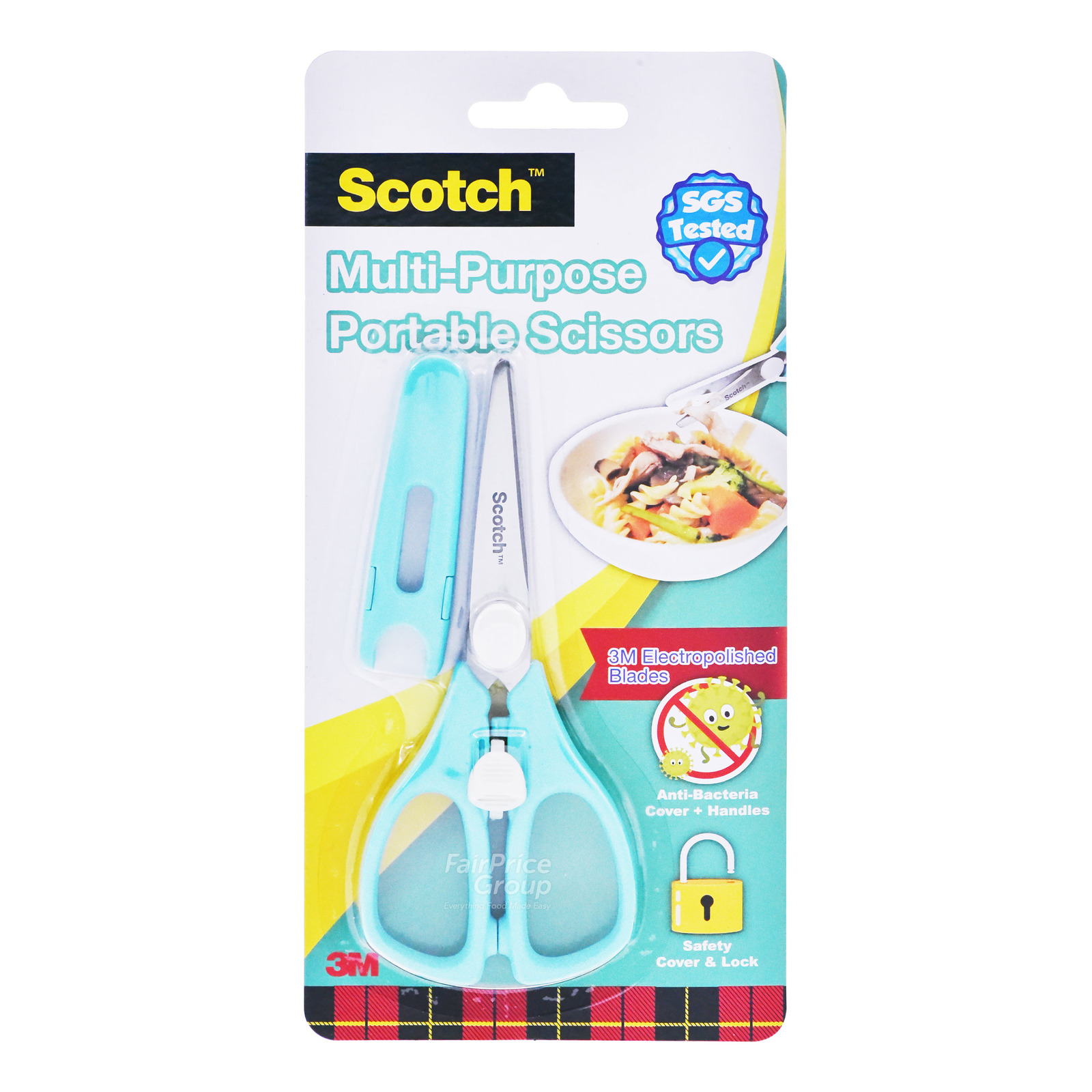 3M Scotch Portable Food Scissors with Cover Teal NTUC FairPrice