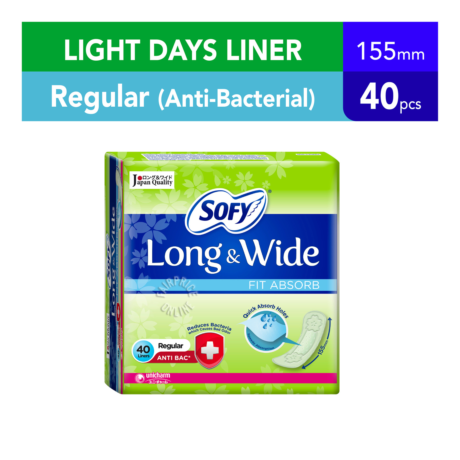 Sofy Long & Wide Pantyliners - Fit Absorb (Anti Bacterial)