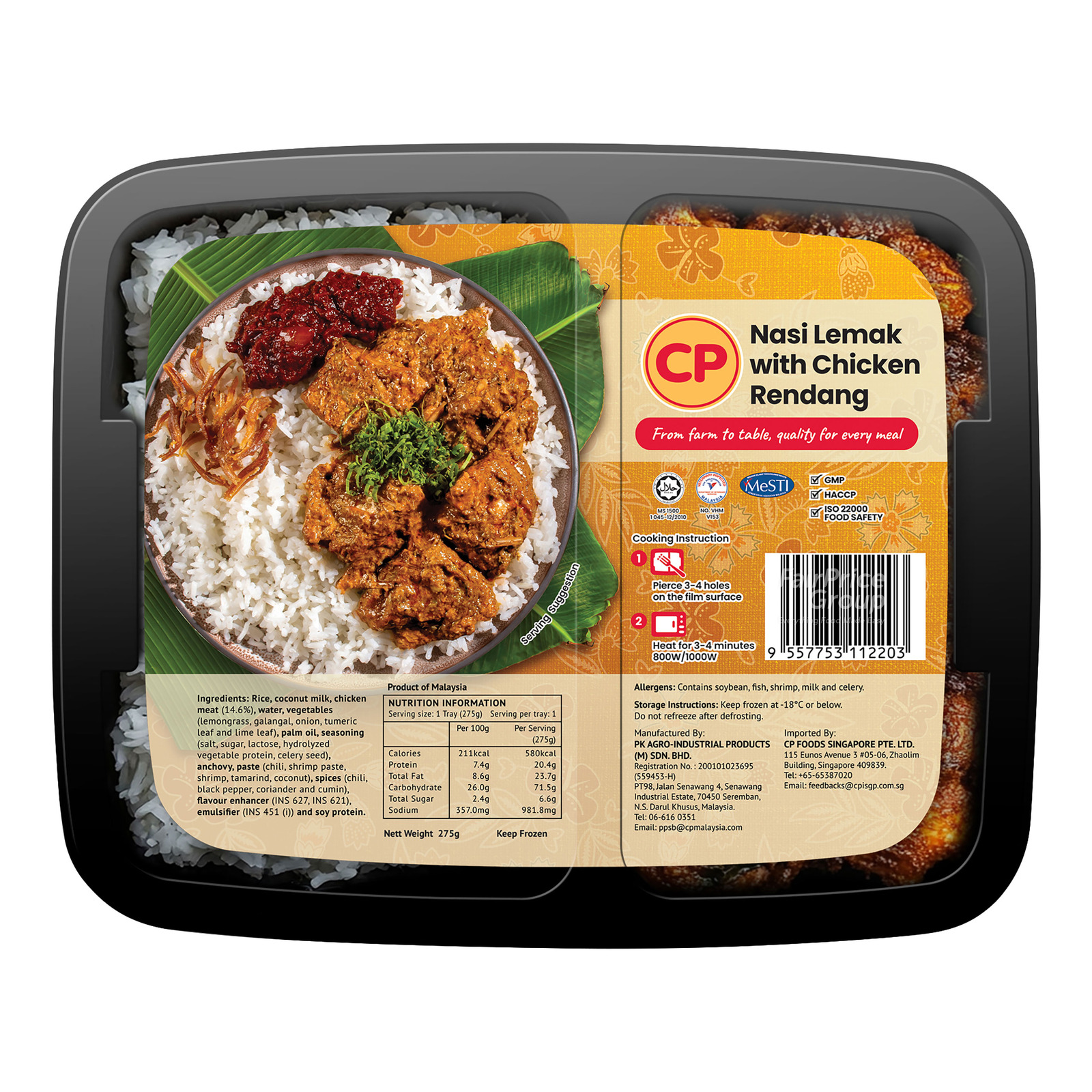 CP Frozen Ready Meal - Nasi Lemak with Chicken Rendang | NTUC