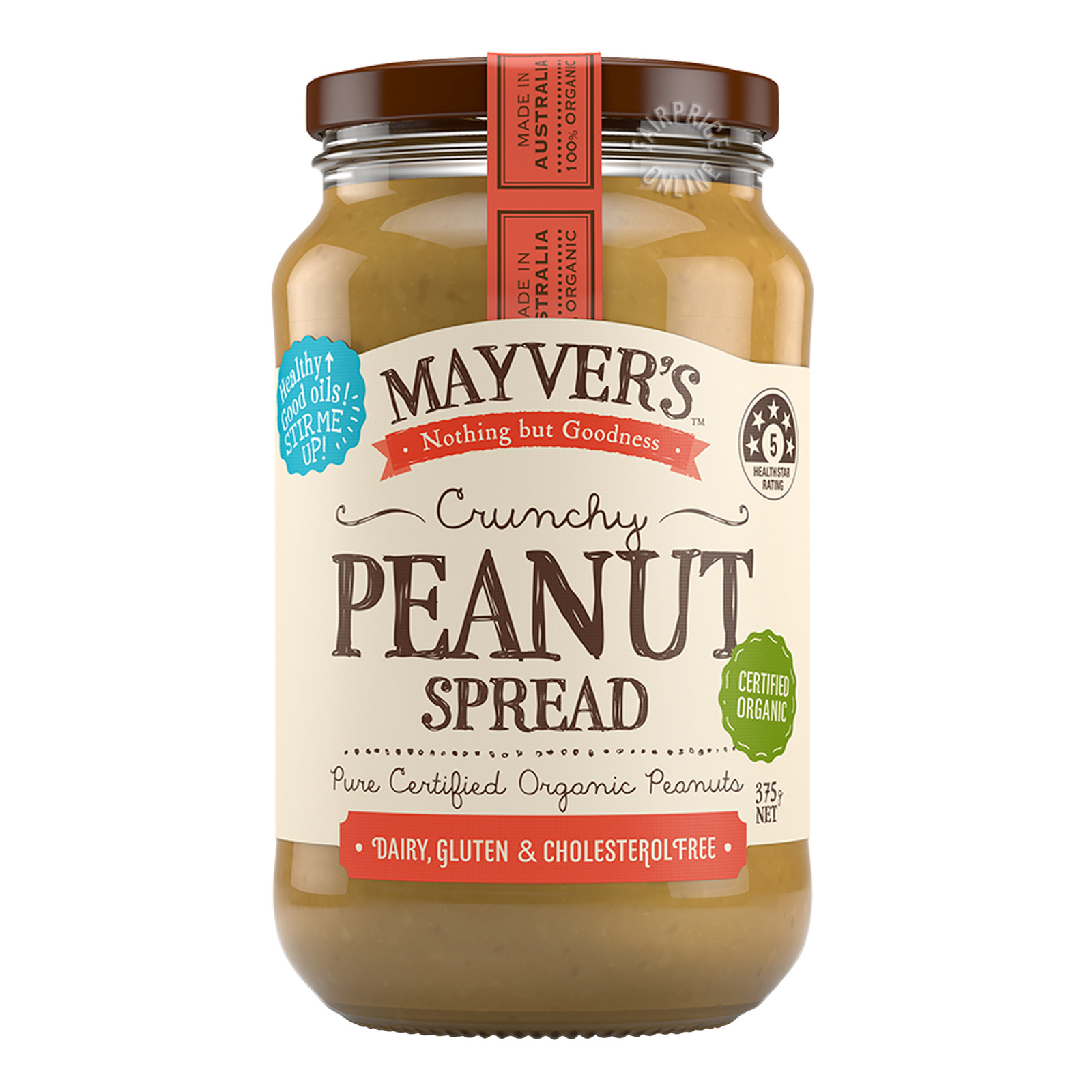 Mayver's Organic Peanut Spread - Crunchy