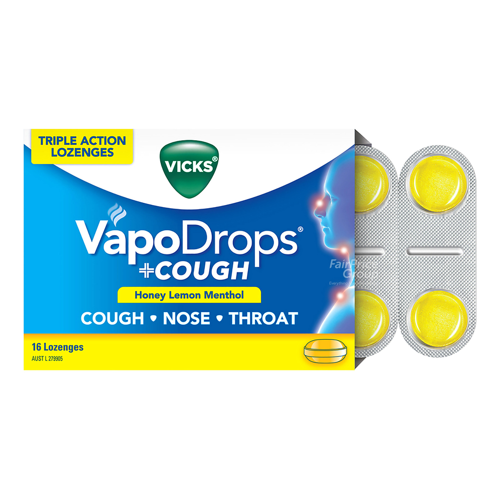 Vicks VapoDrops + Cough Menthol Lozenges - Honey Lemon