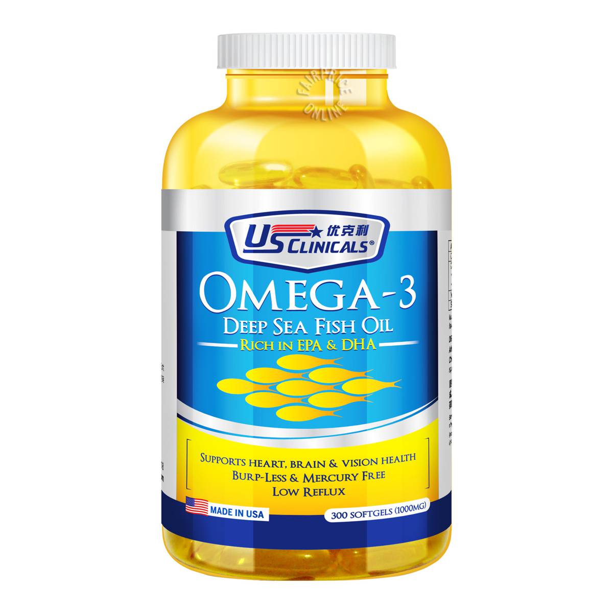 US Clinicals Omega3 Deep Sea Fish Oil Softgels NTUC FairPrice