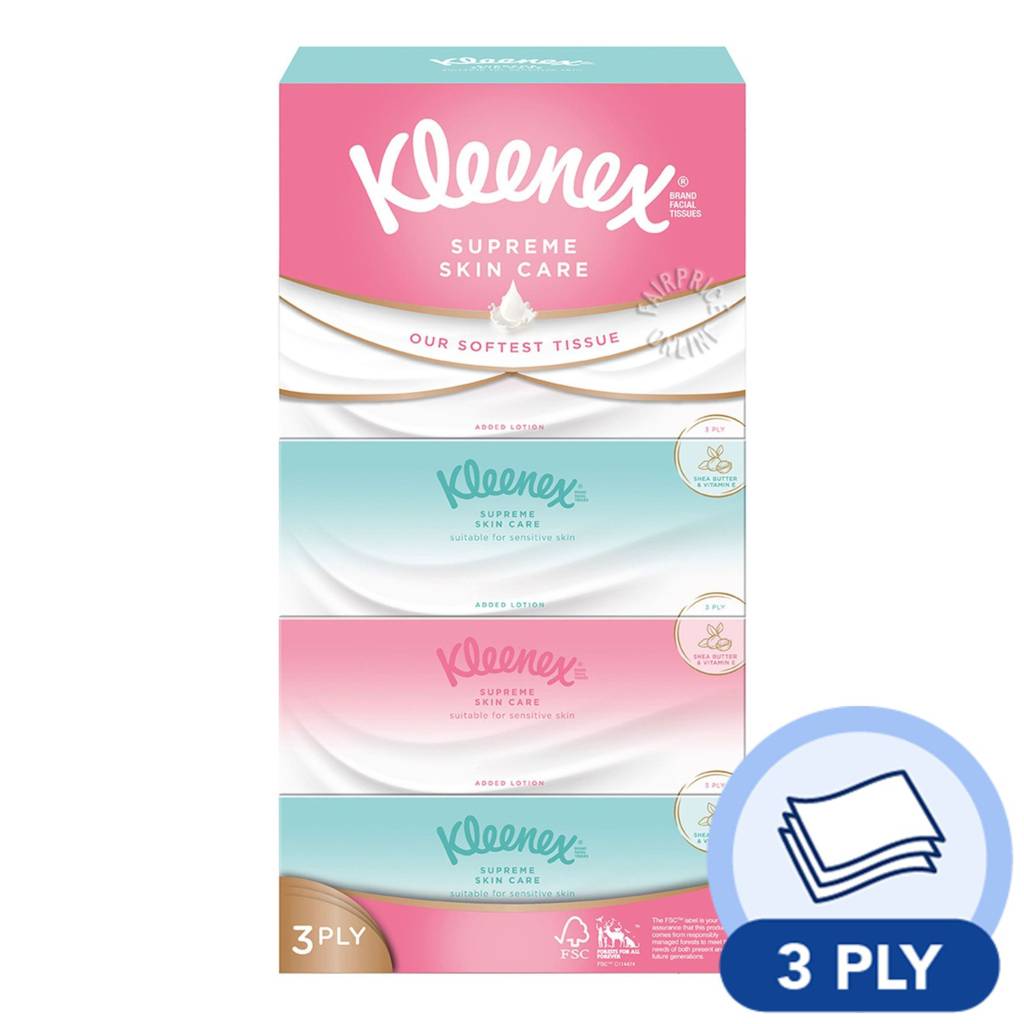 Kleenex Supreme Skin Care Facial Tissue - Silky Smooth | NTUC FairPrice