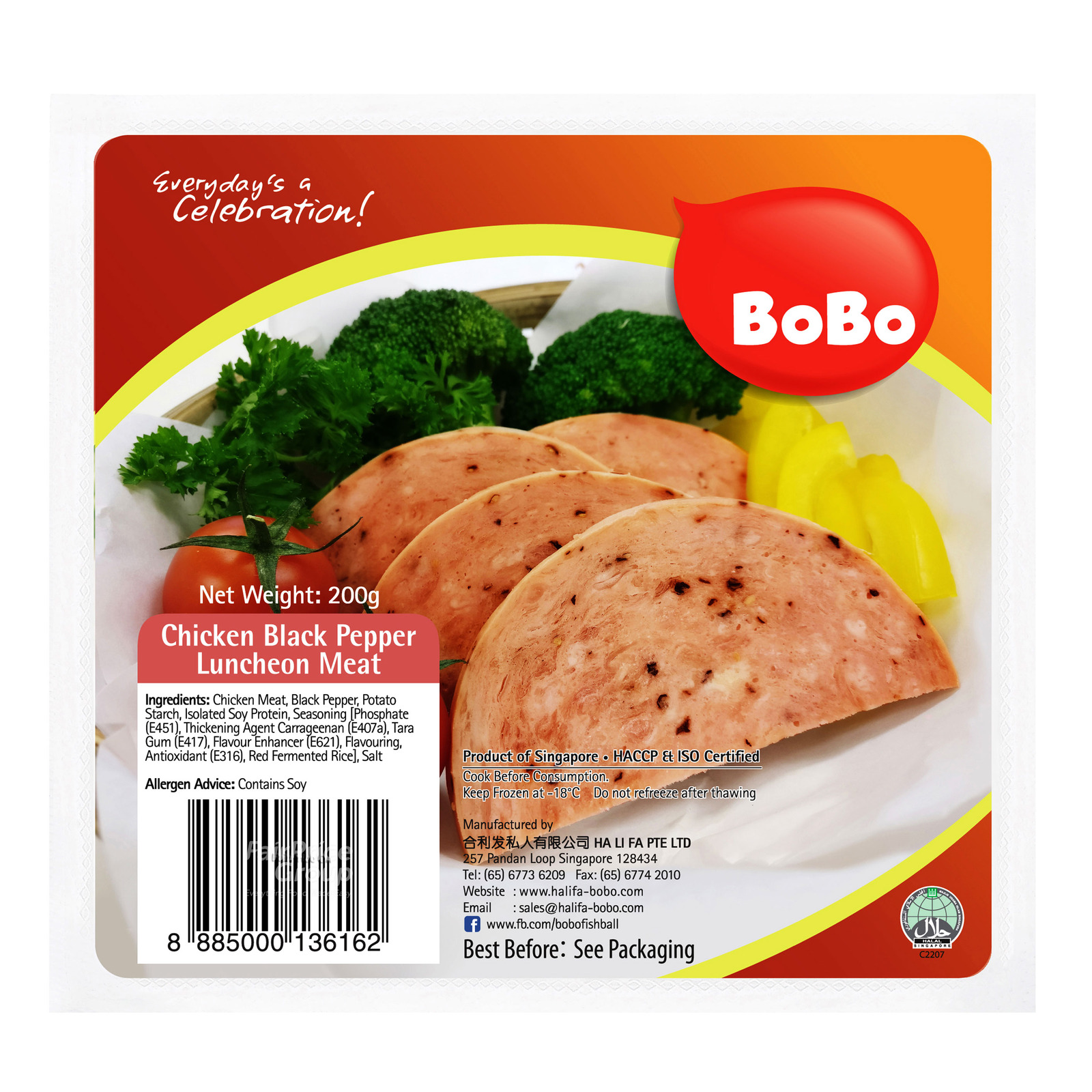 BoBo Frozen Chicken Luncheon Meat - Black Pepper
