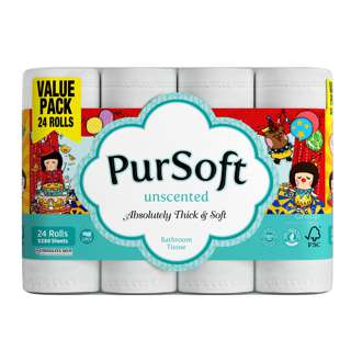 PurSoft Bathroom Tissue Roll - Unscented (3 ply)
