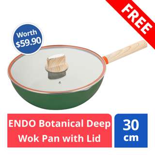 FREE ENDO Botanical Deep Wok Pan with Lid (worth $59.90)