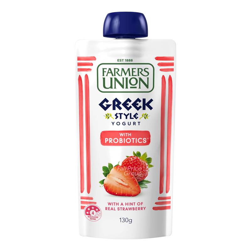 Farmers Union Greek Style Yoghurt Pouch Strawberry NTUC FairPrice