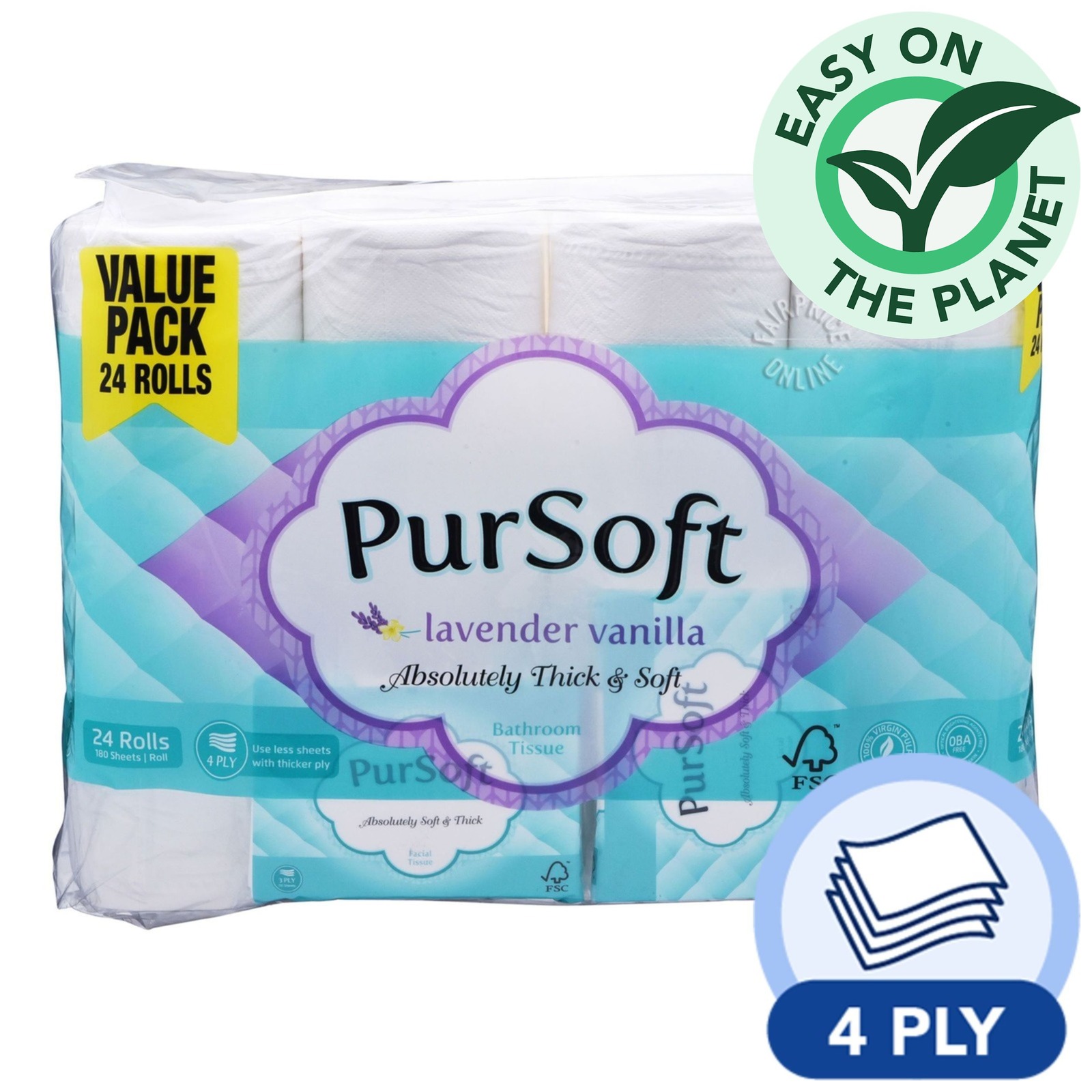 PurSoft Bathroom Tissue - Lavender Vanilla (4 ply)