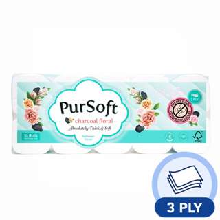 PurSoft Bathroom Tissue - Charcoal Floral (3 ply)