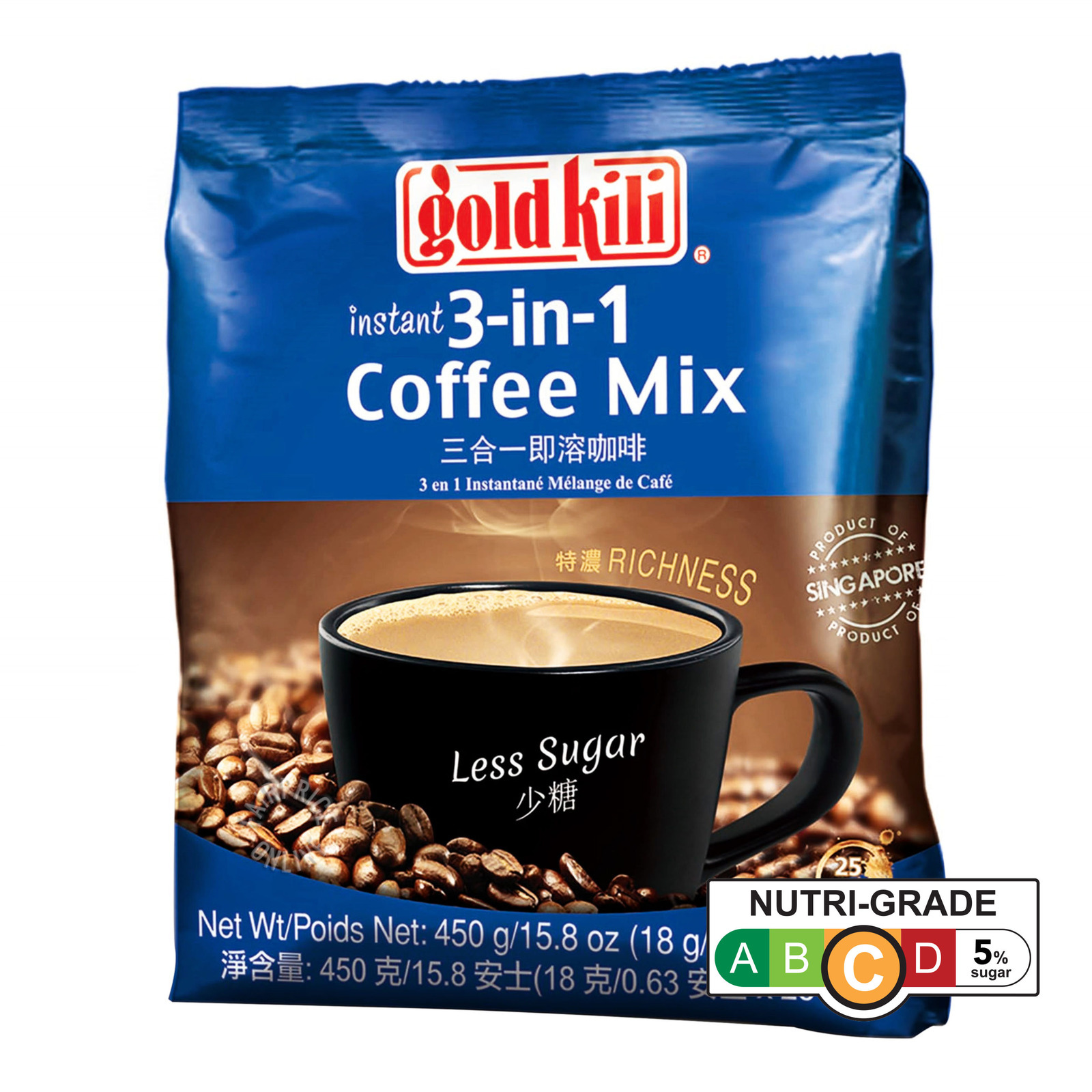 Gold Kili 3 In 1 Instant Coffee Less Sugar NTUC FairPrice