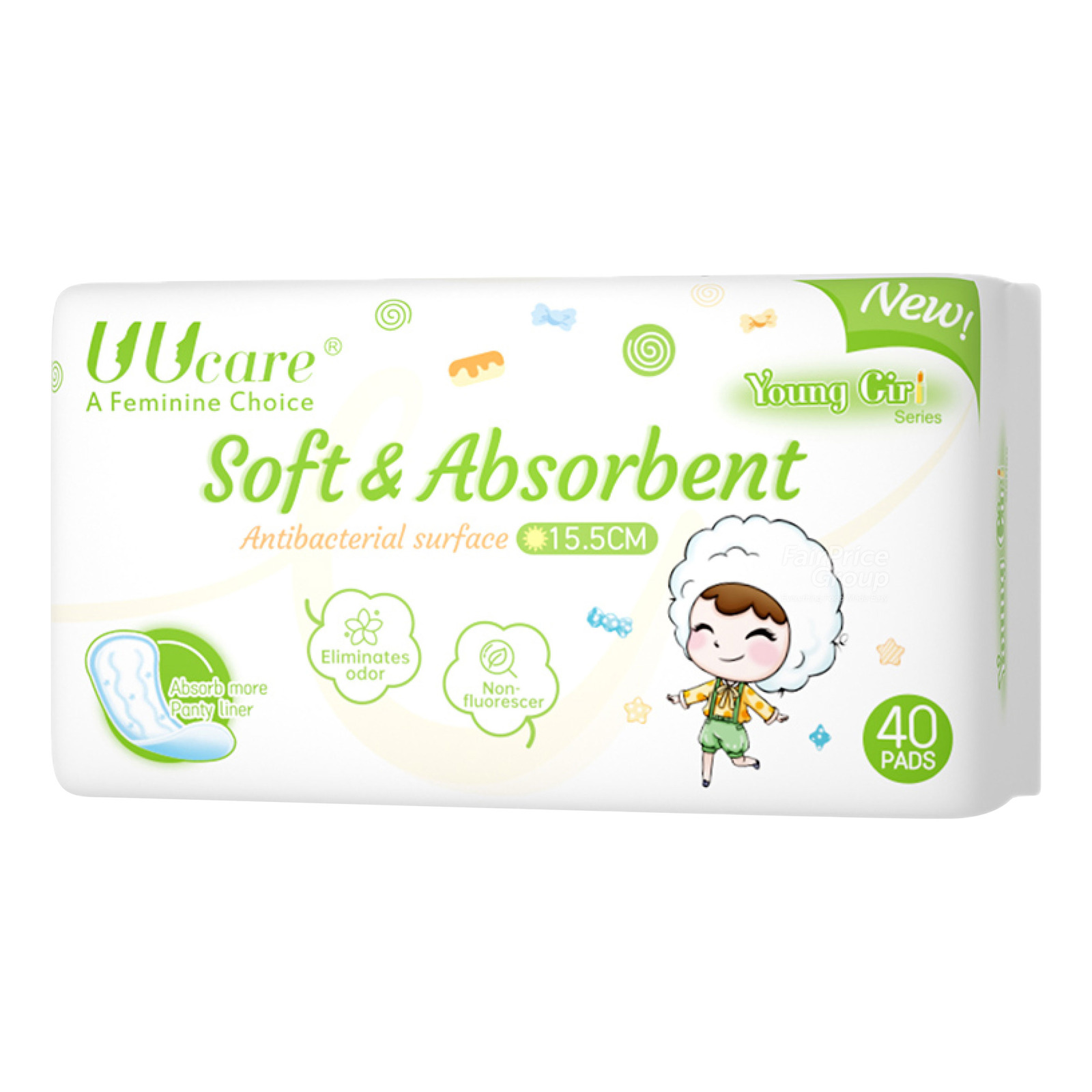 UU Care Young Gile Antibacterial Panty Liner 155mm NTUC FairPrice