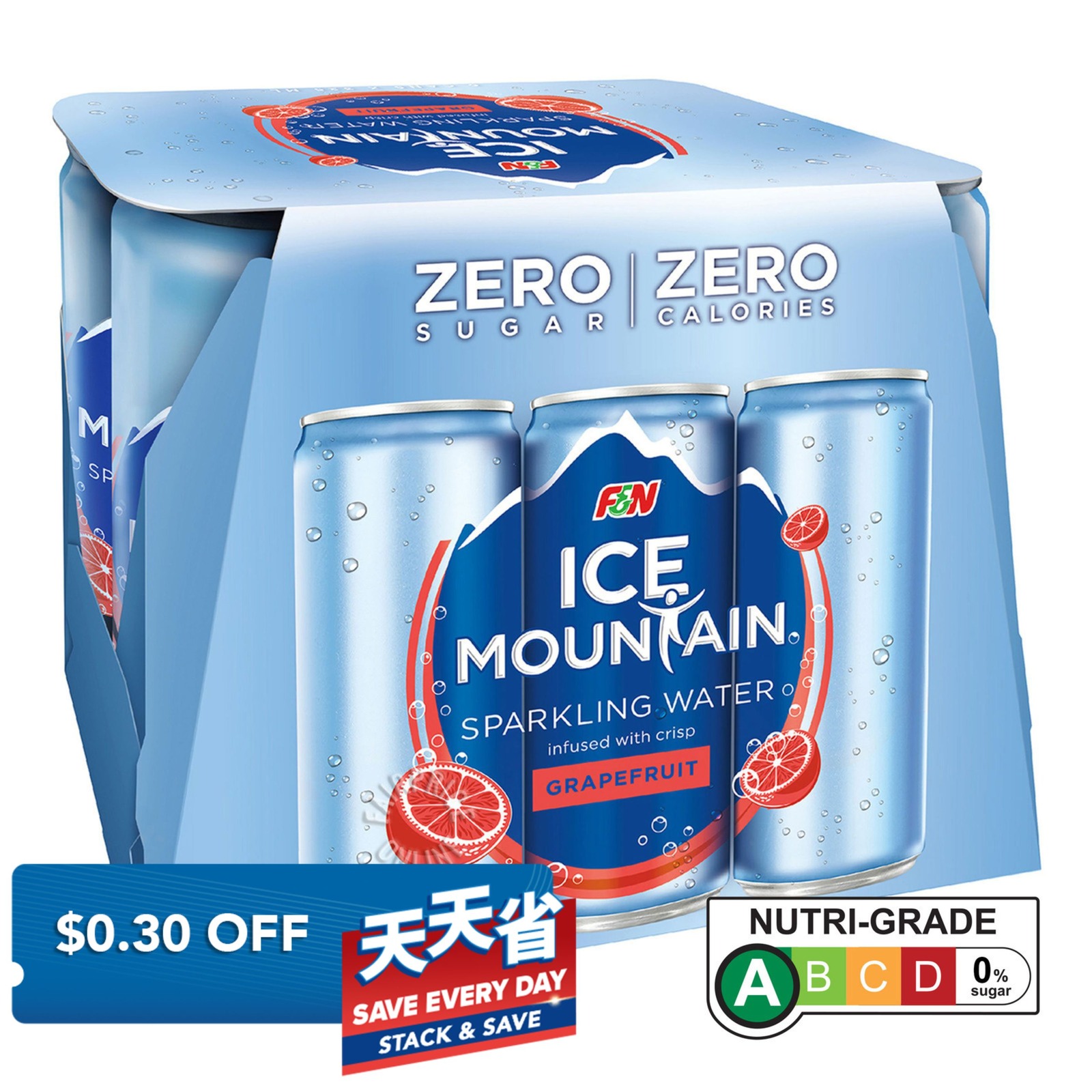 F&N Ice Mountain Sparkling Can Water - Grapefruit(No Sugar)
