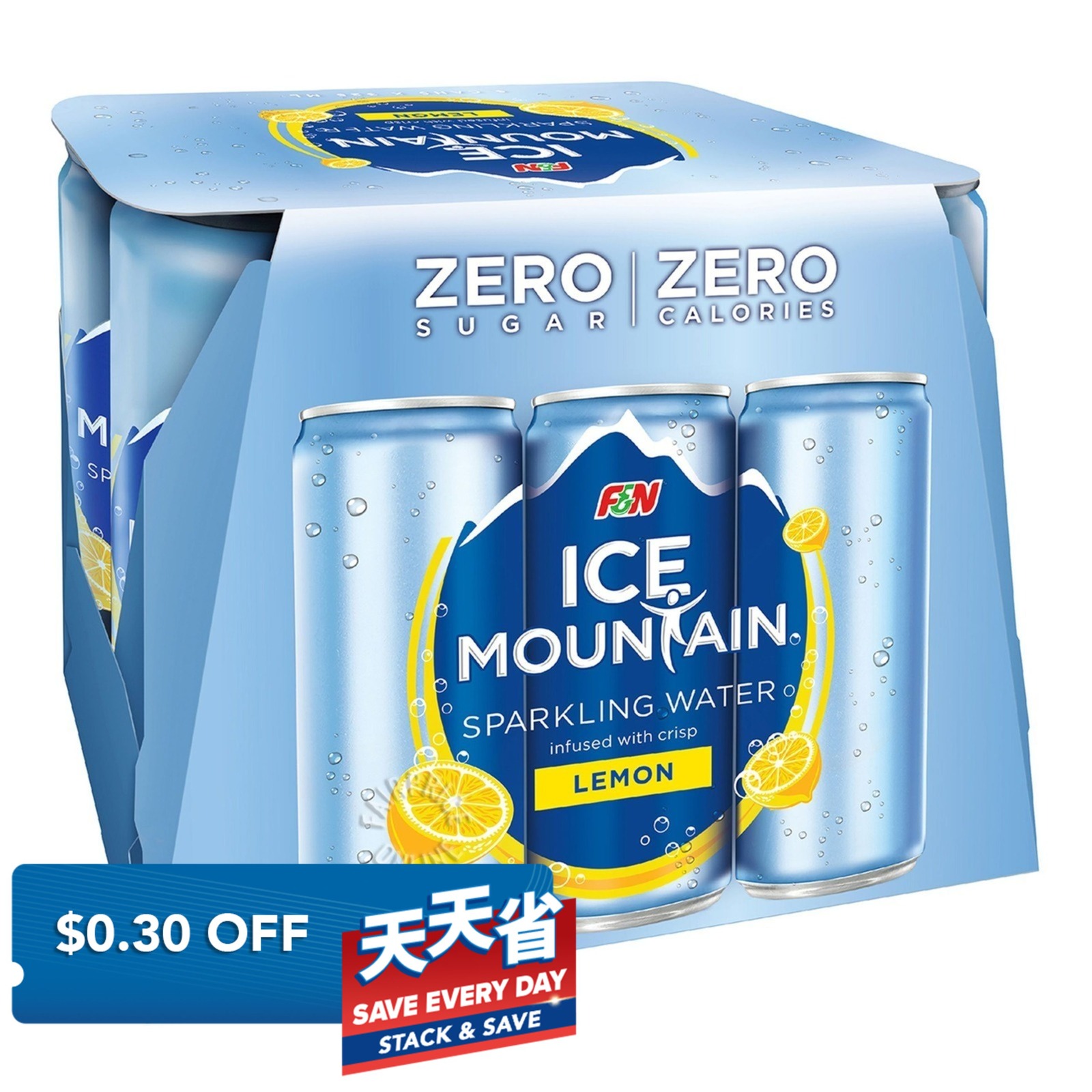 F&N Ice Mountain Sparkling Can Water - Lemon (No Sugar)