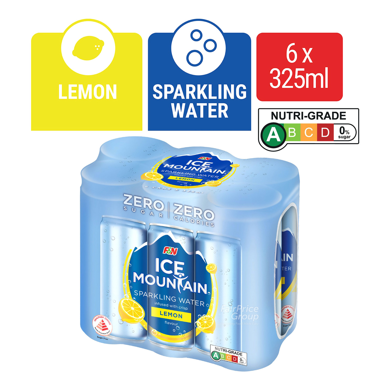 F & N Ice Mountain Sparkling Can Water - Lemon (No Sugar)