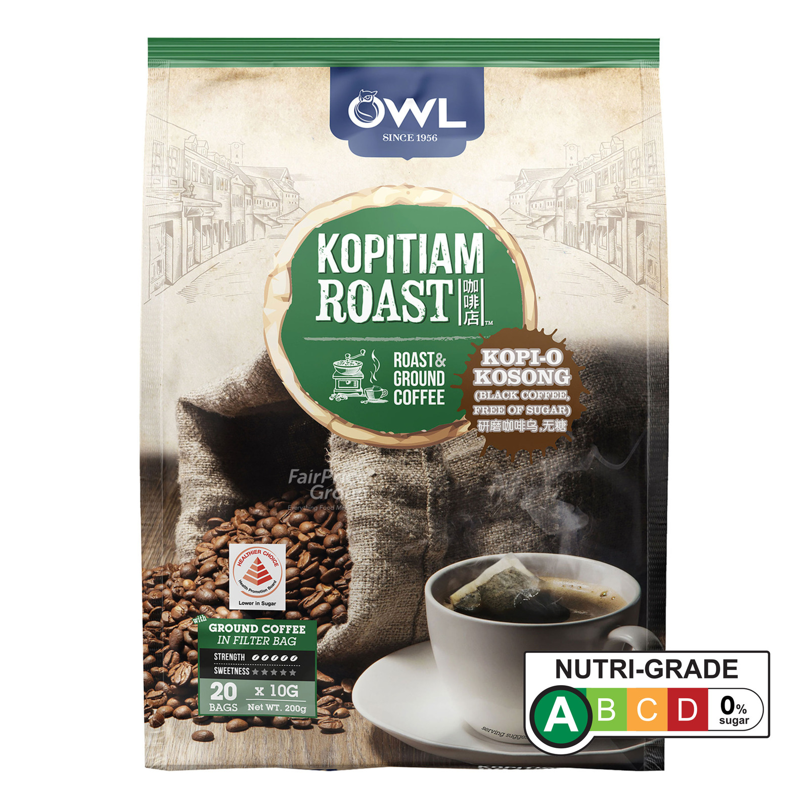 Owl Kopitiam Roast & Ground Coffee Bags - Kopi-O Kosong