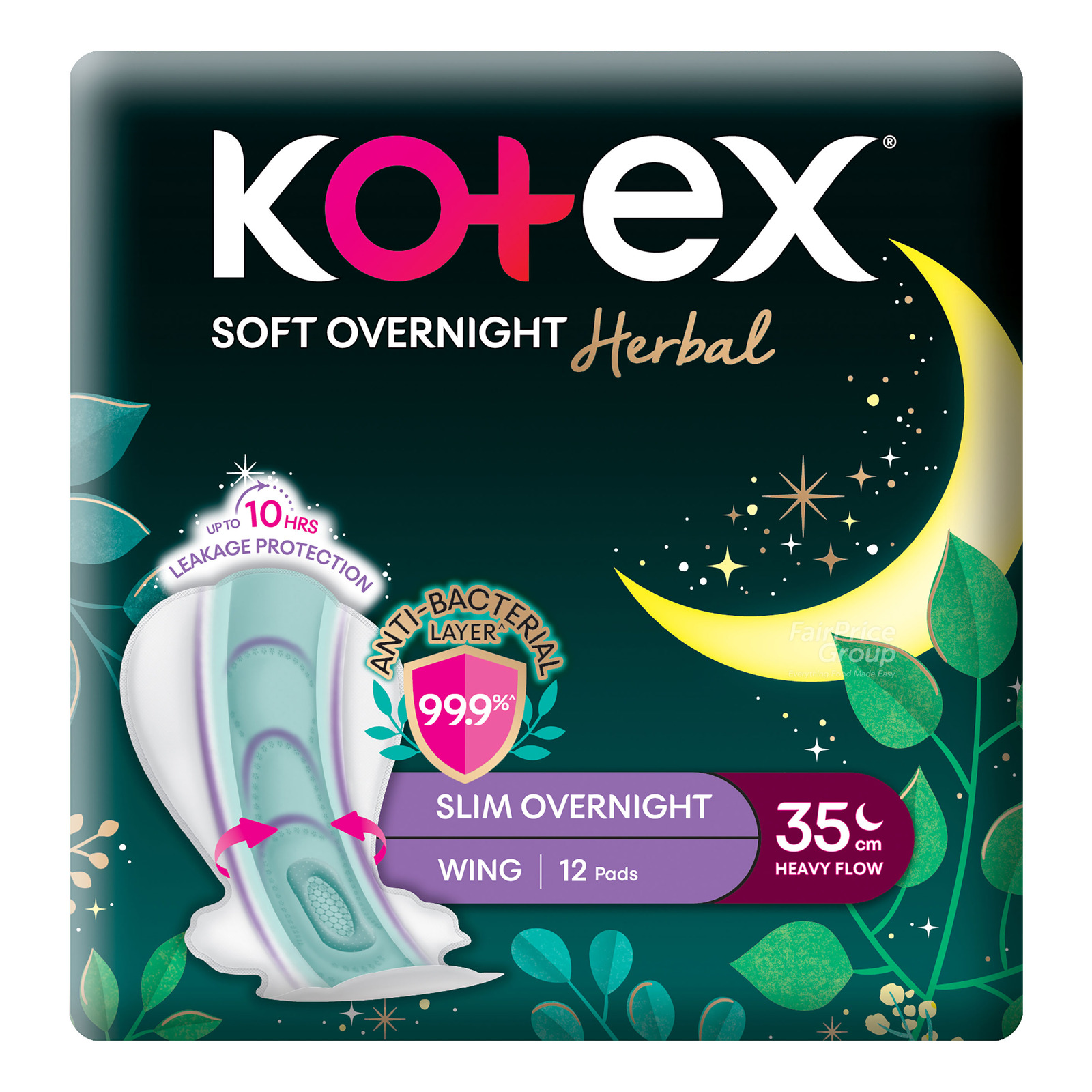 Kotex Super Overnight Herbal Sanitary Pad - Heavy (35 cm)