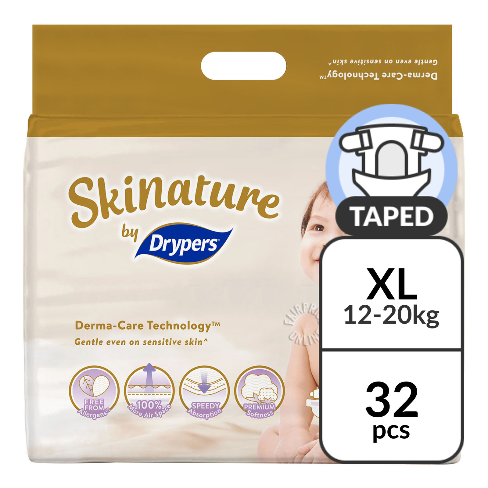 Drypers Skinature Diapers - XL (12 - 20kg)