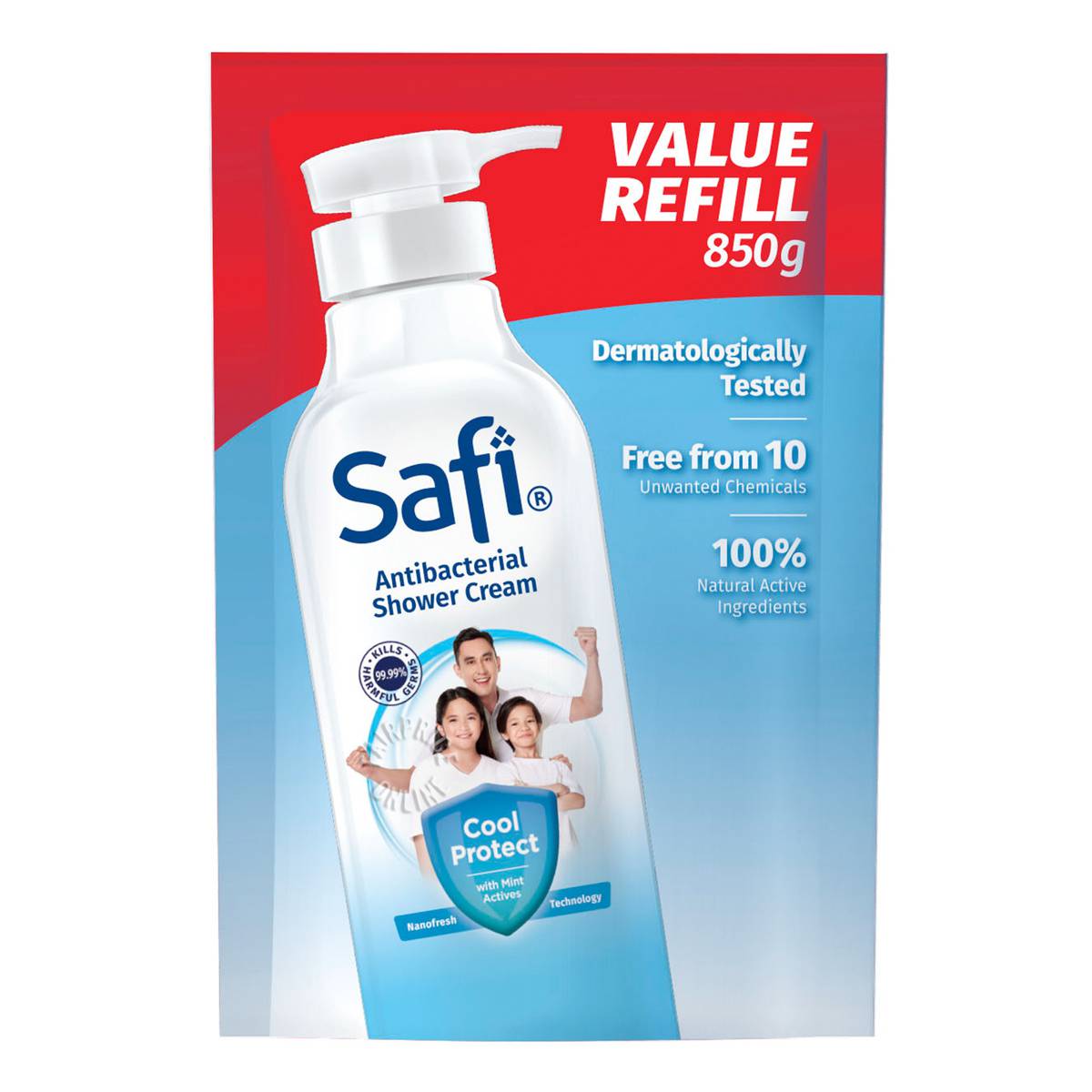 Safi Antibacterial Shower Cream Refill Cool Protect NTUC FairPrice