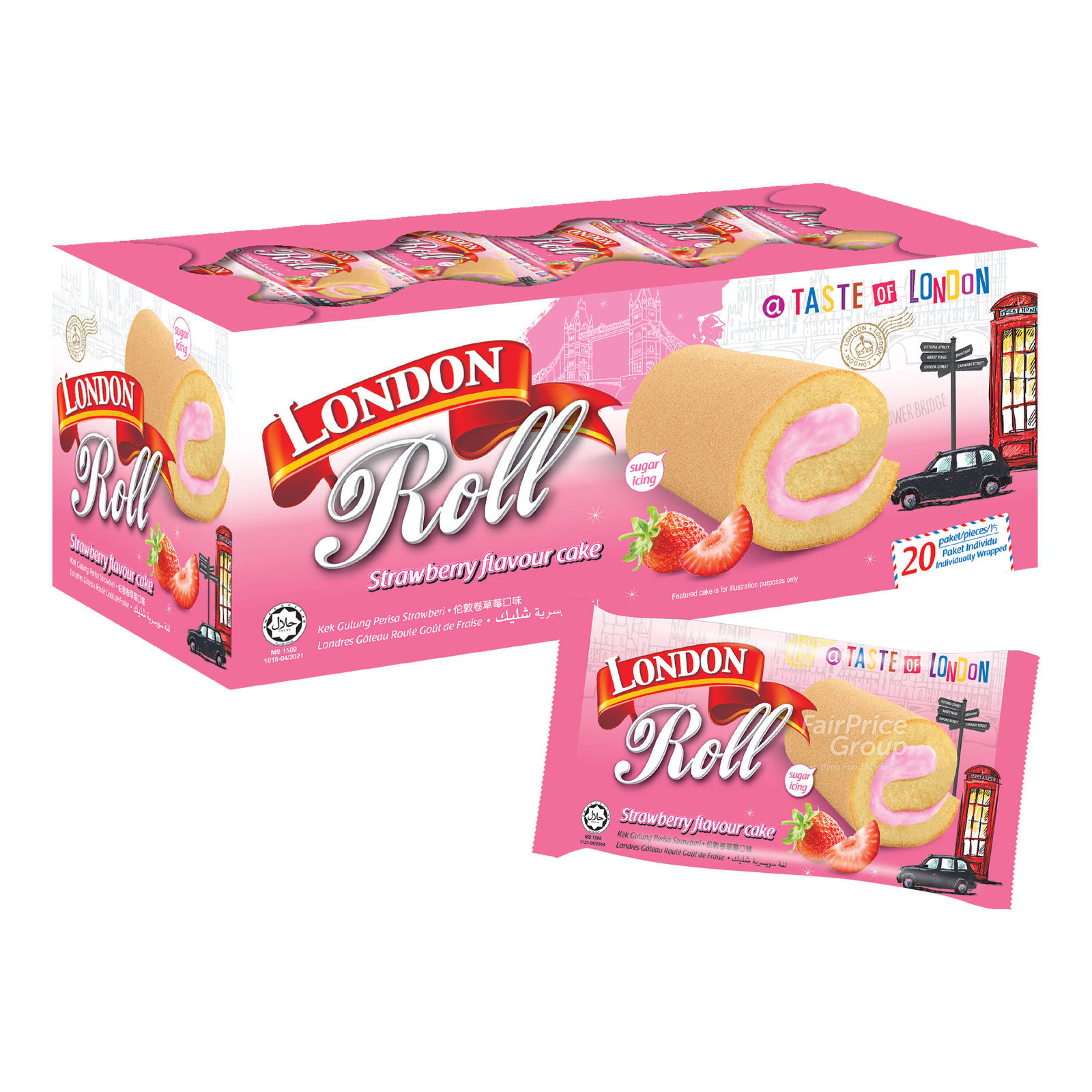 London Roll Cream Cake Strawberry NTUC FairPrice