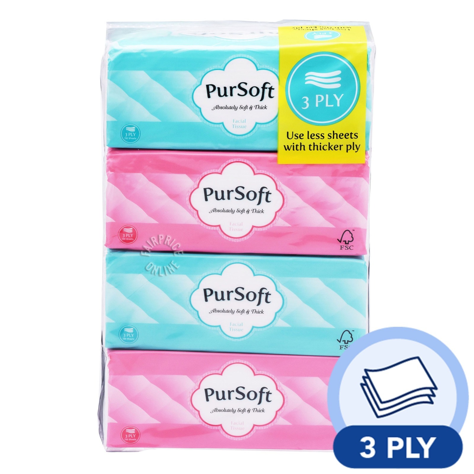PurSoft Facial Tissue Soft Pack (3 ply) | NTUC FairPrice